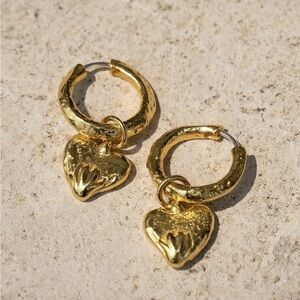 Pamela Love Clara Hearts Hoop Gold-plated Earrings